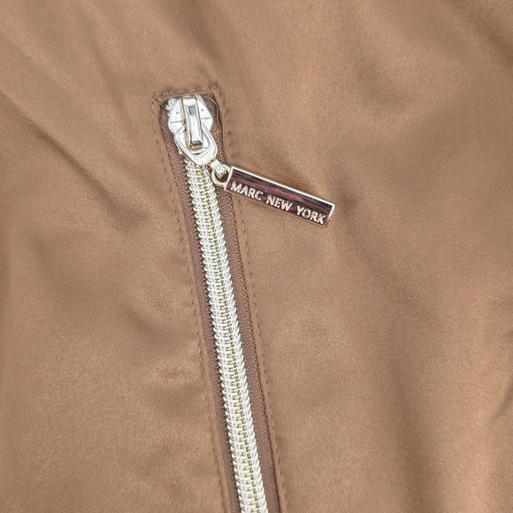 Marc New York Lightweight Anorak Jacket Brown Gold Trim Drawstring Medium - Picture 6 of 9